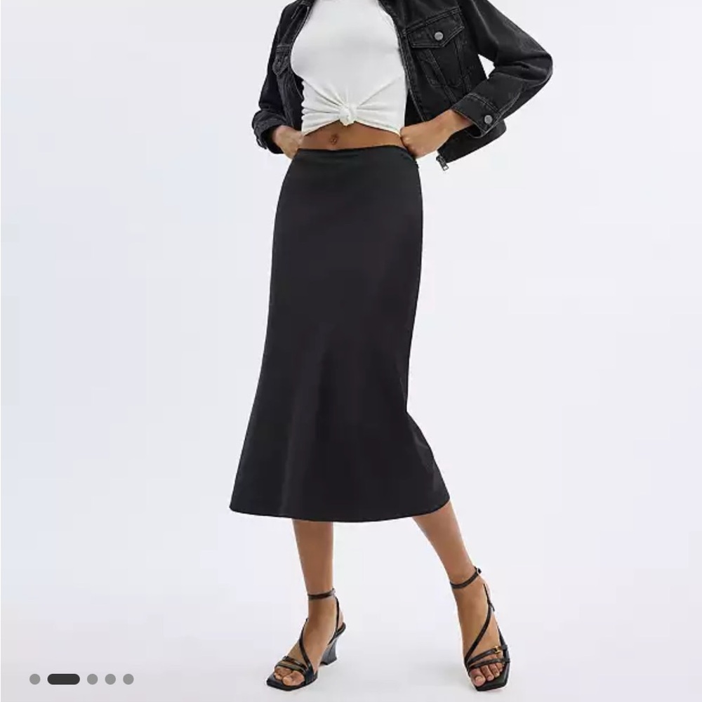 Coach Black Satin Midi Skirt